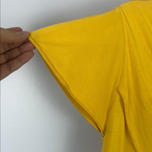 un1deux2trois3 100% Silk Yellow Sailor Collar Short Sleeve Tie Front Blouse - Picture 4 of 9